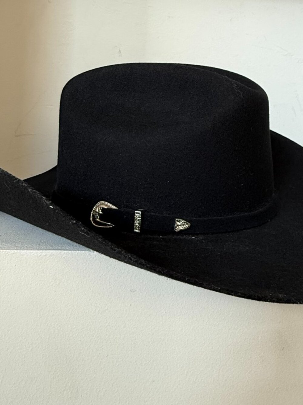 Justin 100% Wool Black Cowboy Hat Cattleman Western 7 3/8 NWT